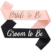 NAUXIUDSJS Bride to Be Sash and Groom to Be Sash, Bachelorette Party Supplies Engagement Party Favors, Bridal Shower Sashes Bachelor Decorations Rose Gold
