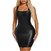 SweatyRocks Women's Sleeveless Bodycon Tank Dress PU Leather Mini Dresses