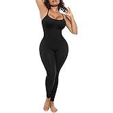 FeelinGirl Plus Size Tummy Control Jumpsuits for One Piece Ribbed Fabric With Stretch Women Workout Romper Seamless