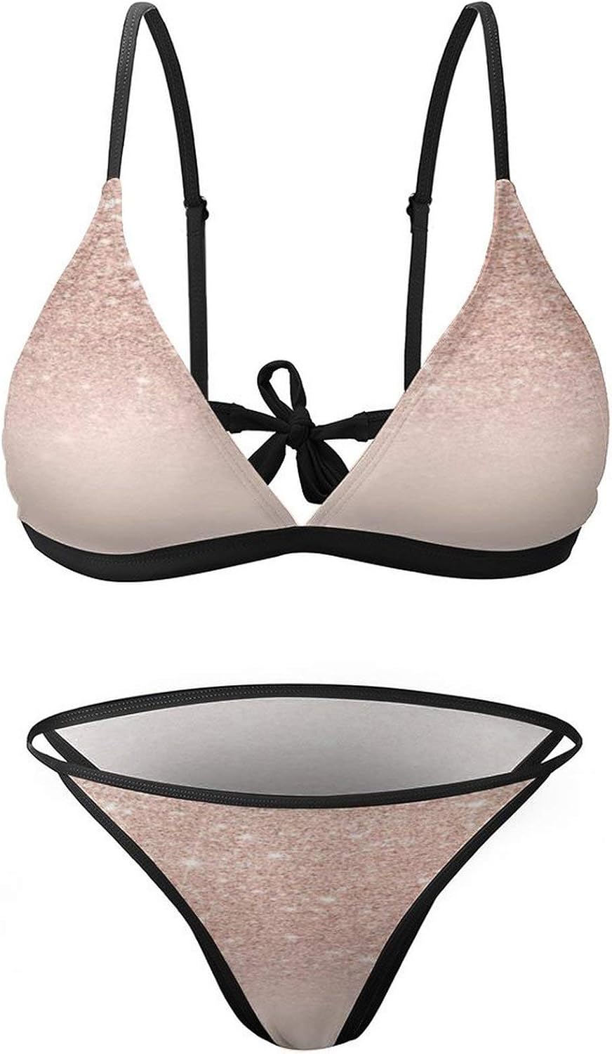 CHUFZSD Rose Gold Sexy Swimwear 2 Piece Bathing Suit Beach