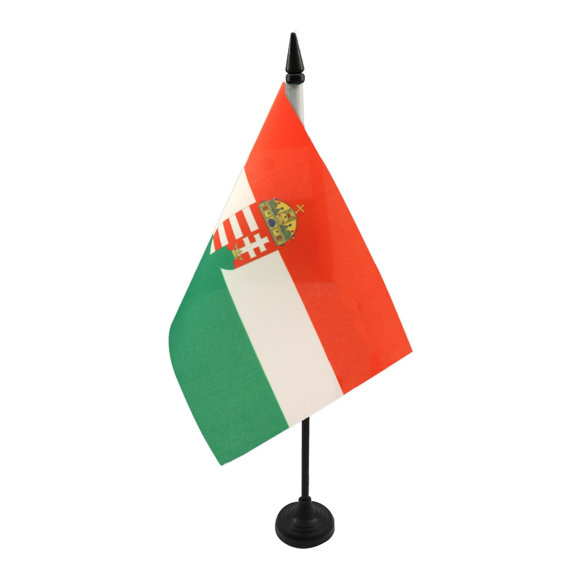 AZ FLAG Kingdom of Hungary 1920-1946 Table Flag 5'' x 8'' - the Regency Office Decoration 100% Polyester 21 x 14 cm - Mini Desk Flag with Pole and Black Plastic Base