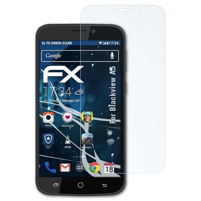 atFolix Schutzfolie kompatibel mit Blackview A5 Panzerfolie, ultraklare und stoßdämpfende FX Folie (3X)