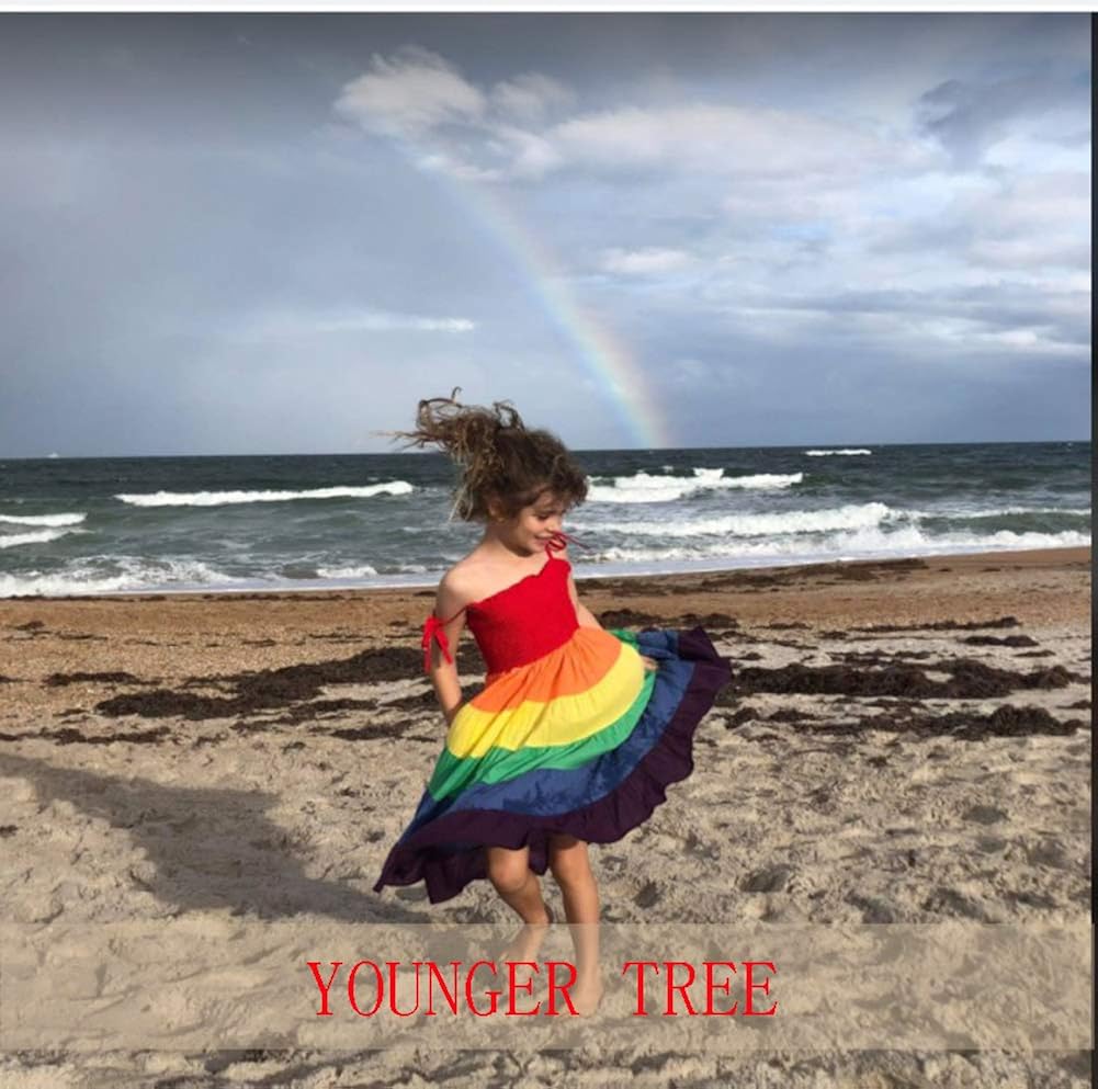 Baby Girls Rainbow Dress Toddler Princess Sleeveless Halter Beach Tutu Sundress: Clothing