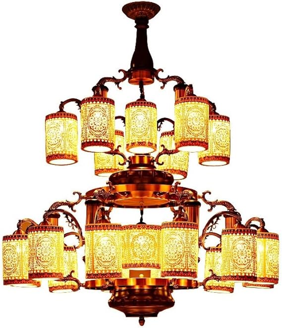 Chinese Porcelain Hollow Chandelier Antique Good Wood Pendant Lamp