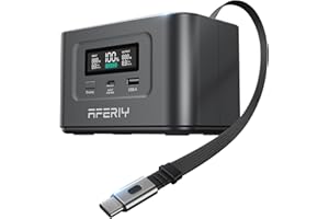 AFERIY 145W DC Portable Power Station w/ 100W PD Retractable USB-C Cable, 99.2Wh LiFePO4 Battery Dual Way 100W PD, Solar Generator,TSA Approved Portable Power Bank, 6 Protections for Camping Travel