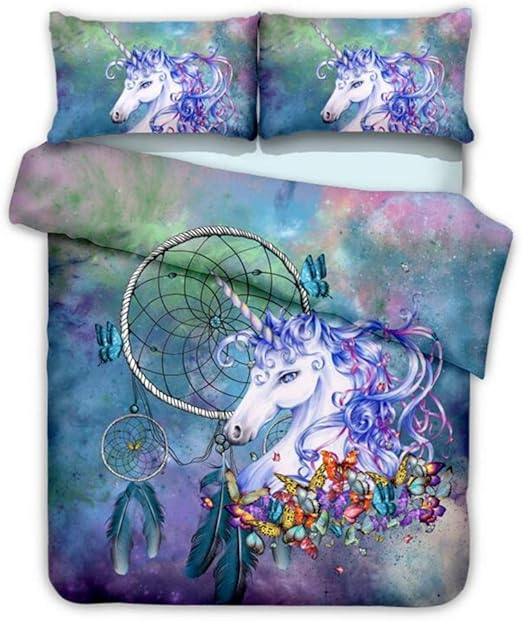 CHAOSE Juego de Sábanas Sueño Unicornio Funda Nórdica de Algodón y ...