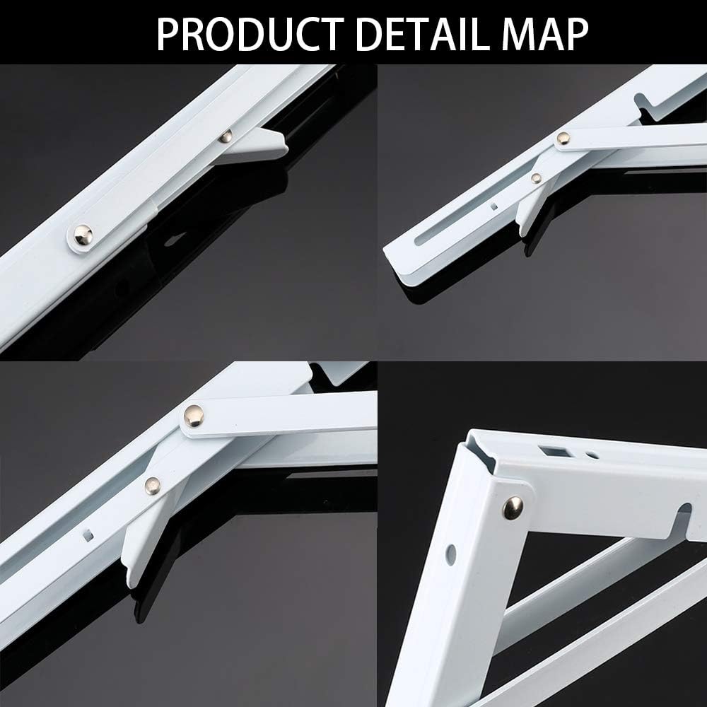 Max Load 150 Lb 2 Pcs Folding Shelf Brackets 12 Inch Black Heavy Duty Metal Collapsible Shelf Bracket For Bench Table Shelf Hinge Wall Mounted Space Saving Diy Bracket Shelf Brackets
