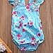 Baby Girls' Full Flower Print Buttons Ruffles Romper Bodysuit with Headband (90(12-18M), Blue(with headband))