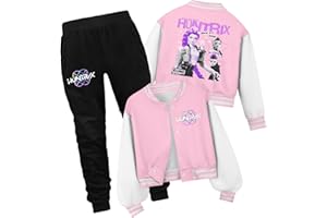 HUEAHDOU Demon Movie Hunters Unisex Kids Cute Cartoon Hoodie Set Kids Casual Long Sleeve Pullover Sweatshirt and Pants Set