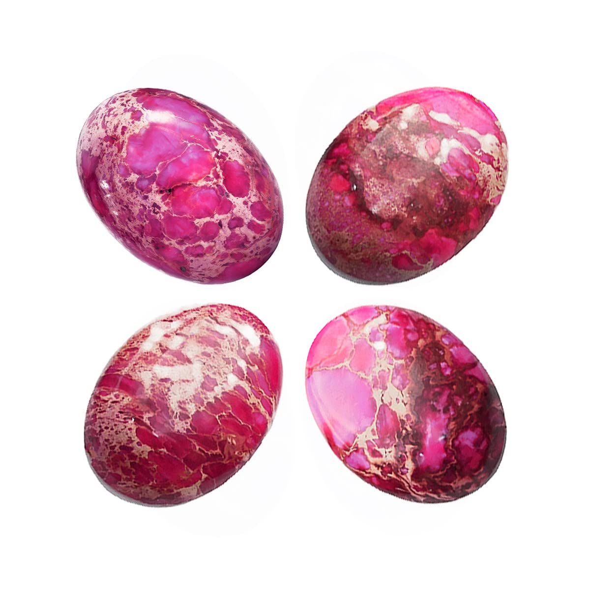 Nupuyai 4pcs Rose Red Oval Stone Flatback Cabochons for Jewelry Making DIY Charms, Sea Sediment Jasper, 18x25mm