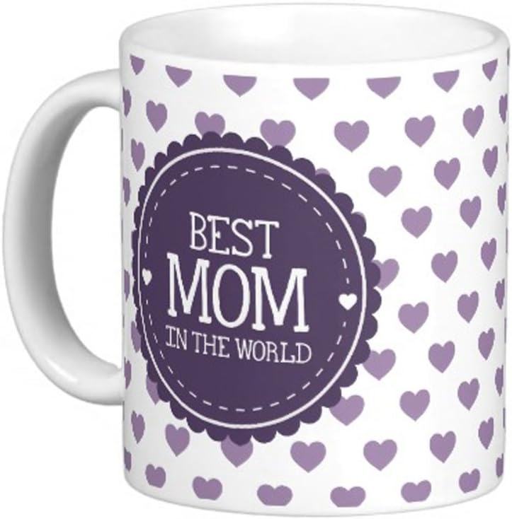LVSURE mugs Best Mom in the World Violet Hearts and Circle Classic White Coffee Mug - Tea Mug Coffee Cup - Gift - Customize mug