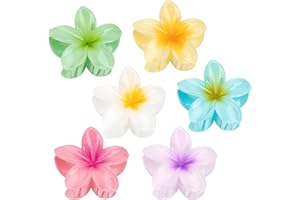 Kivzex Hawaiian Flower Hair Claw Clip for Women 6 PCS Plumeria Flower Hair Clips for Thick Thin Hair Hawaii Hair Accessories - Glossy 1