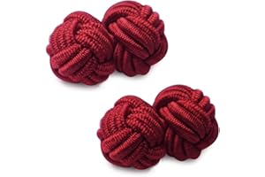 HONEY BEAR Silk Knot Cufflinks Fabric for Mens Shirt for Business Wedding Gift