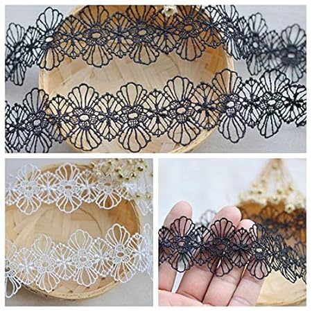 DAHI spitzenband schwarz Spitzenborte Spitze für Nähen Handwerk Hochzeit Deko Scrapbooking Geschenkbox (A-schwarz)