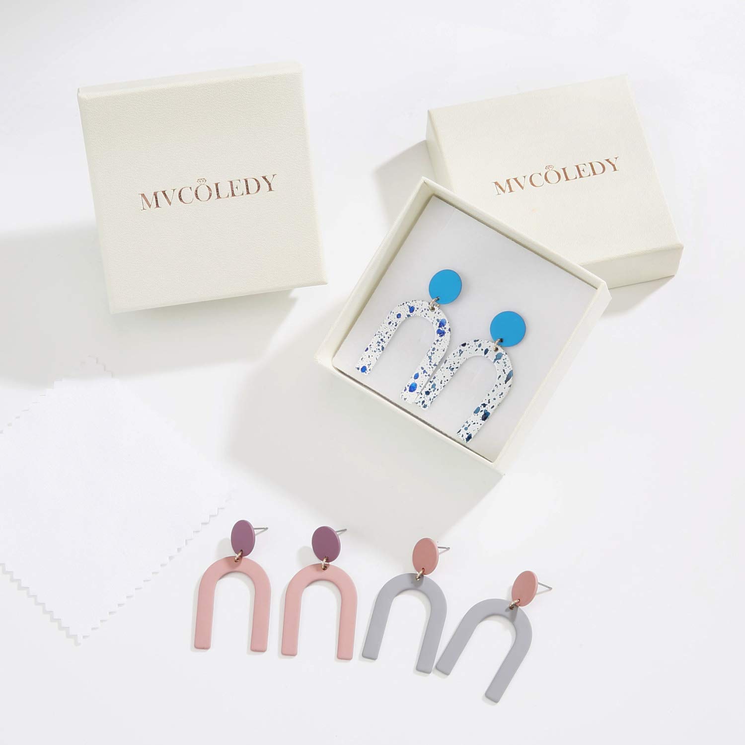 MVCOLEDY Bohemian Style U Shape Drop Dangle Earrings Alloy Stoving Varnish Stud Earrings for Women Fashion Jewelry (Blue Zeb)