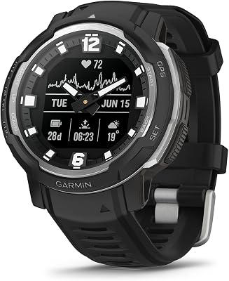 Instinct Crossover, 45 mm, GPS-Hybrid-Smartwatch, Schwarz/Silber
