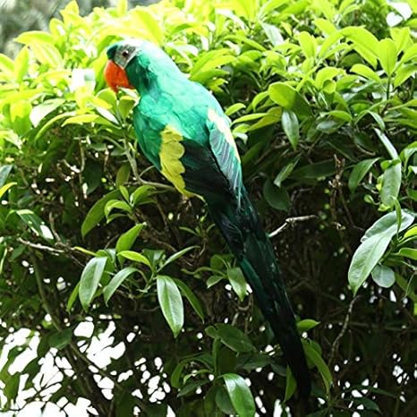 Amazon Co Jp Miyu カラフルな鳥の羽の現実的な家の庭の装飾オーナメントオウム鳥 Color Green ホーム キッチン
