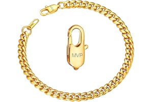 ChainsPro Mens Chunky Cuban Chain Bracelet, 6/10/14mm Width, 19/21CM, 18K Gold Plated/316L Stainless Steel (Send Gift Box)