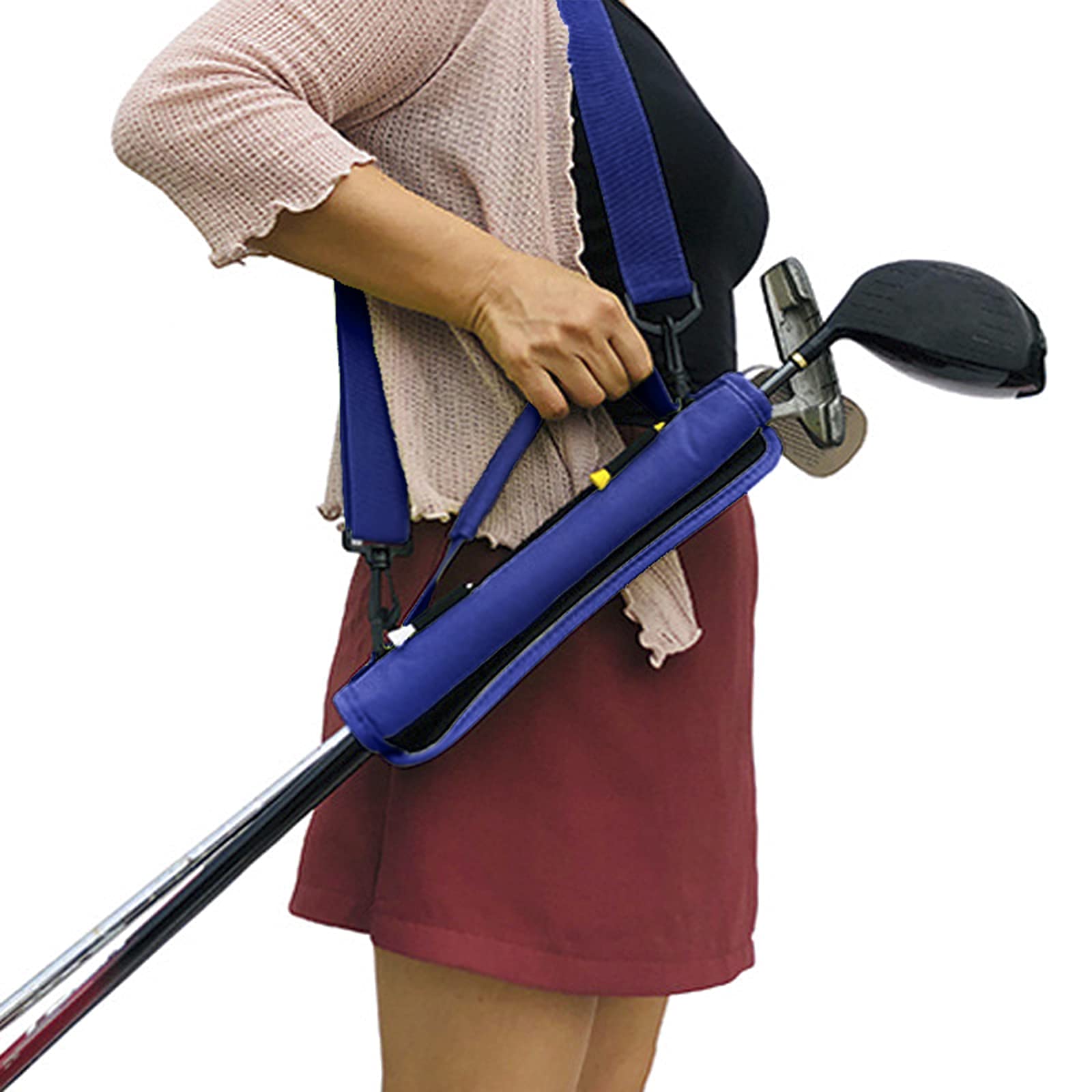 Golf Club Carry Bag Portable Golf Sunday Bag Lightweight Nylon Golf Pencil Bag with Adjustable Shoulder Strap for Women Men Golf Training Travel Case Driving Range Course Can Hold 3-4 Clubs Bags
