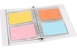 Bercoor 3 x 5 Index Card Holder, 120 Card Sleeves, Holds 240 Pieces Cards, Organizer Pouches Book Binder for Note, Study and Recipe ﻿