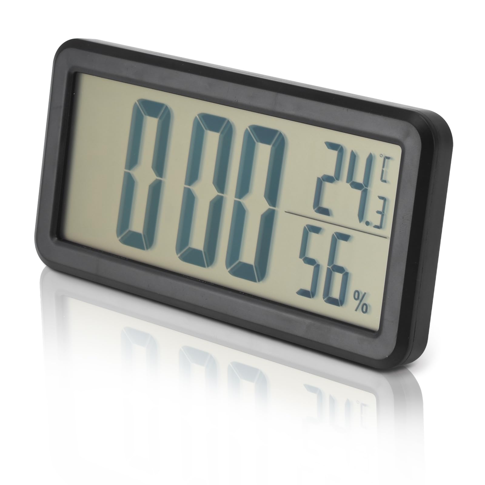 Large Screen Digital Clock,Black LCD Display Bedside Clock with Temperature Humidity,Battery Powered Bedside Alarm Clock,Portable Wall Digital Alaram Clock for Bedroom Travel Office