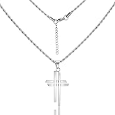 ALEXCRAFT Stainless Steel Cross Necklace for Men Double Cross Stainless Steel Necklaces for Women Trendy Crucifix Pendant with 21inch Rope Chain