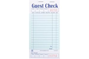 AmerCare Royal Green Guest Check Paper Receipt Book, Carbonless Order Book with 15 Lines, 1 Part Booked, Pack of 10 Server Notepad Books