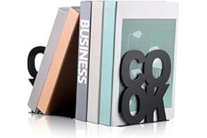 Hotop Cookbook Bookends Kitchen Decorative Metal Supports for Book-Rack Desk Kitchen Book Shelf Holder for Shelves Distinctive Appearance Design Book Ends Metal Supports(Black)