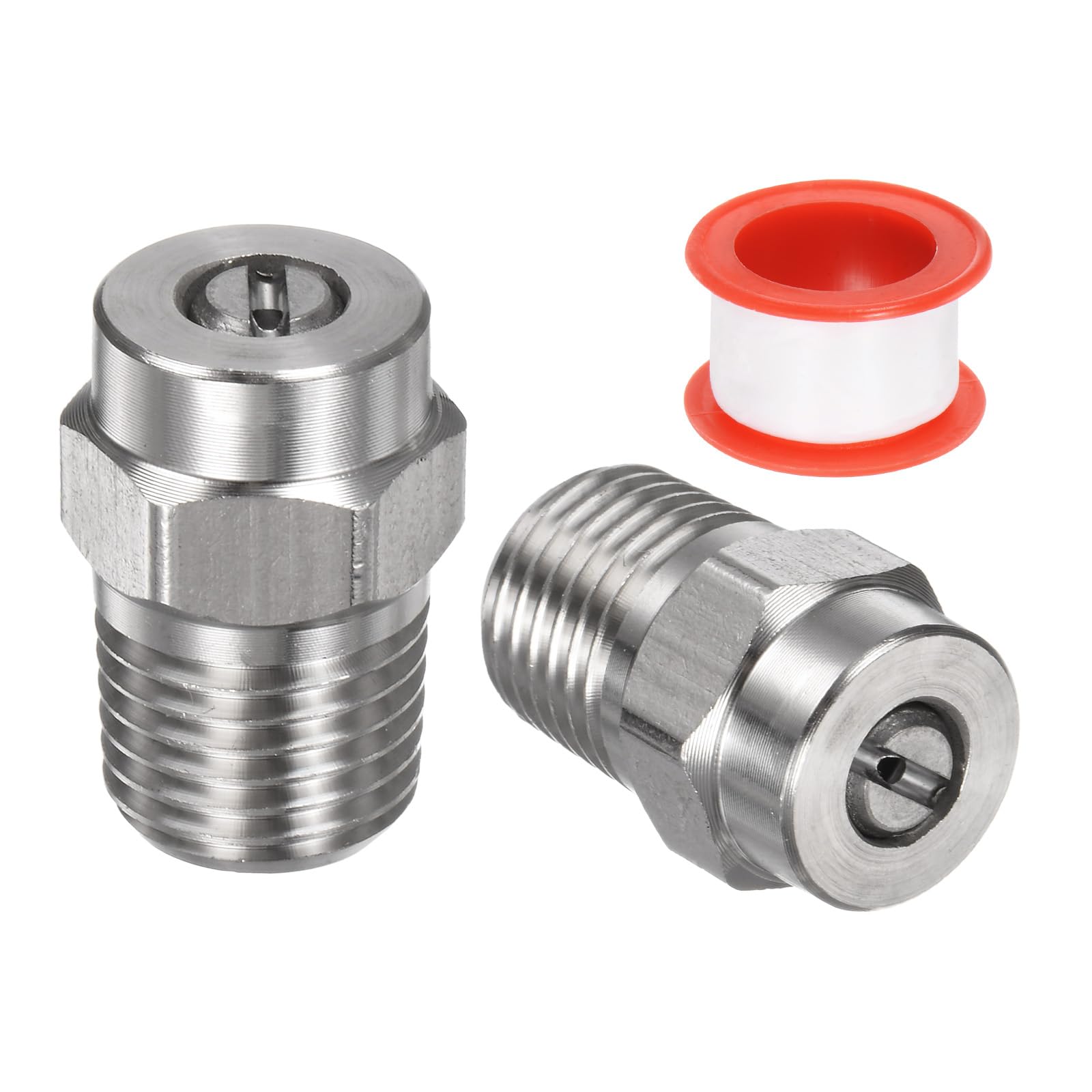 M METERXITY 2 Pack Surface Clean Tips - 15 Degree 1/4" NPT Male #15045 Pressure Washer Nozzles Cleaner Nozzle Replacement, Stainless Steel with Sealing Tape for Water Guns (1.311mm Orifice)