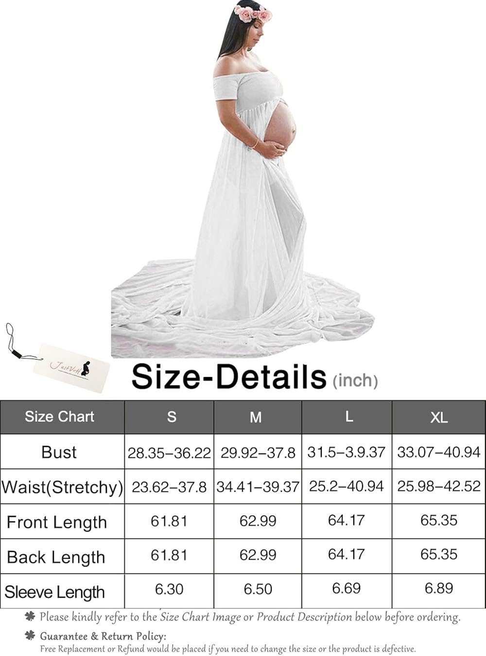 JustVH Maternity Off Shoulder Chiffon Gown for Photography Split Front Maxi Pregnancy Dress for Photoshoot at  Women’s Clothing store