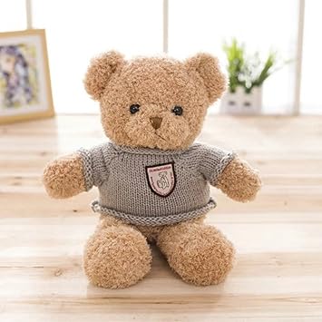 Vercart Ours En Peluche Ourson En Pull Teddy Bear Nounours Bourriquet Cadeau De Noel D Anniversaire 60cm Brun Claire Amazon Fr Jeux Et Jouets