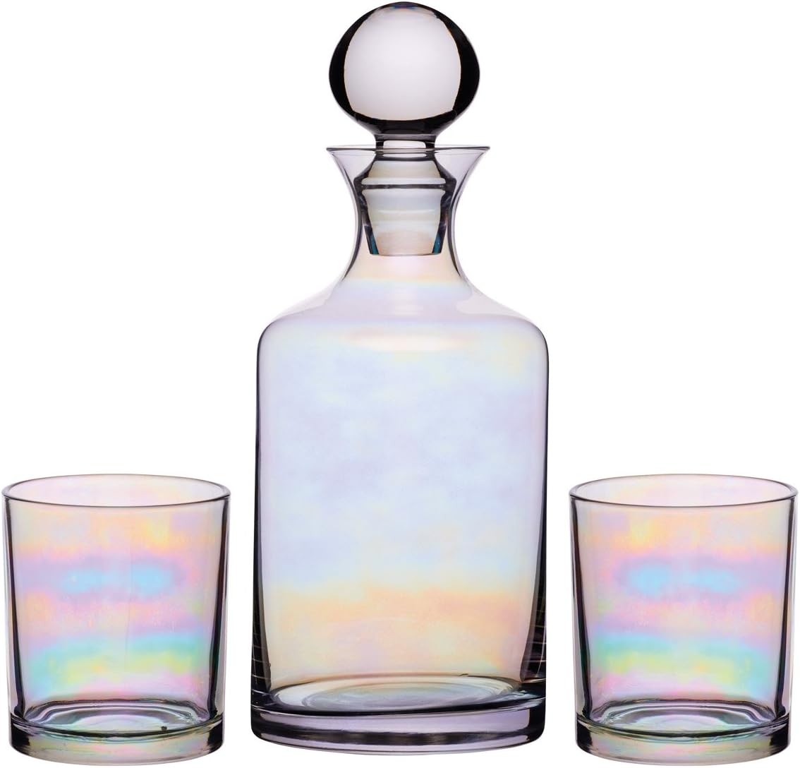 BarCraft BCDSETLUST950 Glass Gin / Whisky Decanter and Tumbler Gift Set