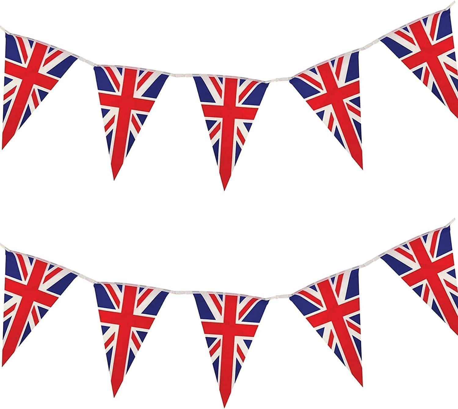 Union Jack Bunting - 36ft (30 Flags) PVC Triangle Flags - Ideal Decorations for Royal Celebrations, World Cup, Sporting Events & Parties