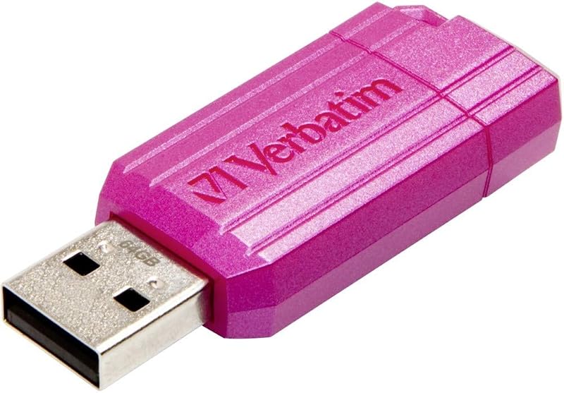 Verbatim PinStripe 64GB USB 2.0 Flash Drive Hot Pink Sliding Connector Laptop TV