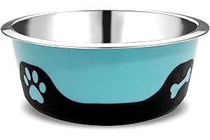 PALZ&CO Thermocool Stainless Steel Dog Bowls, Non Slip, No Spill Insulated Dog Bowl, Keeps Food Warm & Water Cold for Dogs, Dishwasher Safe (Blue, Small 8 Oz)