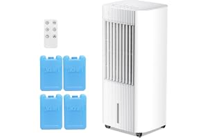 Electactic Portable Air Cooler,3 In 1 Swamp Cooler with Ice Packs,15H Timer,3 Speeds & Modes,Windowless AC for Apartments,Bedroom,Office,45dB Quiet,Pet-Friendly,Off White