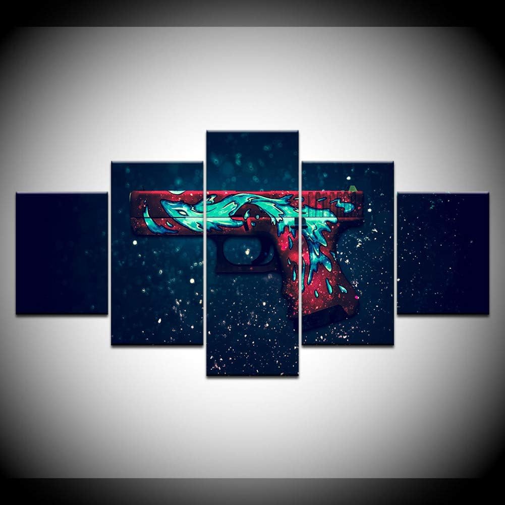 SLFWCLH 5 Pictures Counter Strike Gun 5 Piece Wall Art Canvas Print Modern Poster Modular Art Painting for Living Room Home Decor