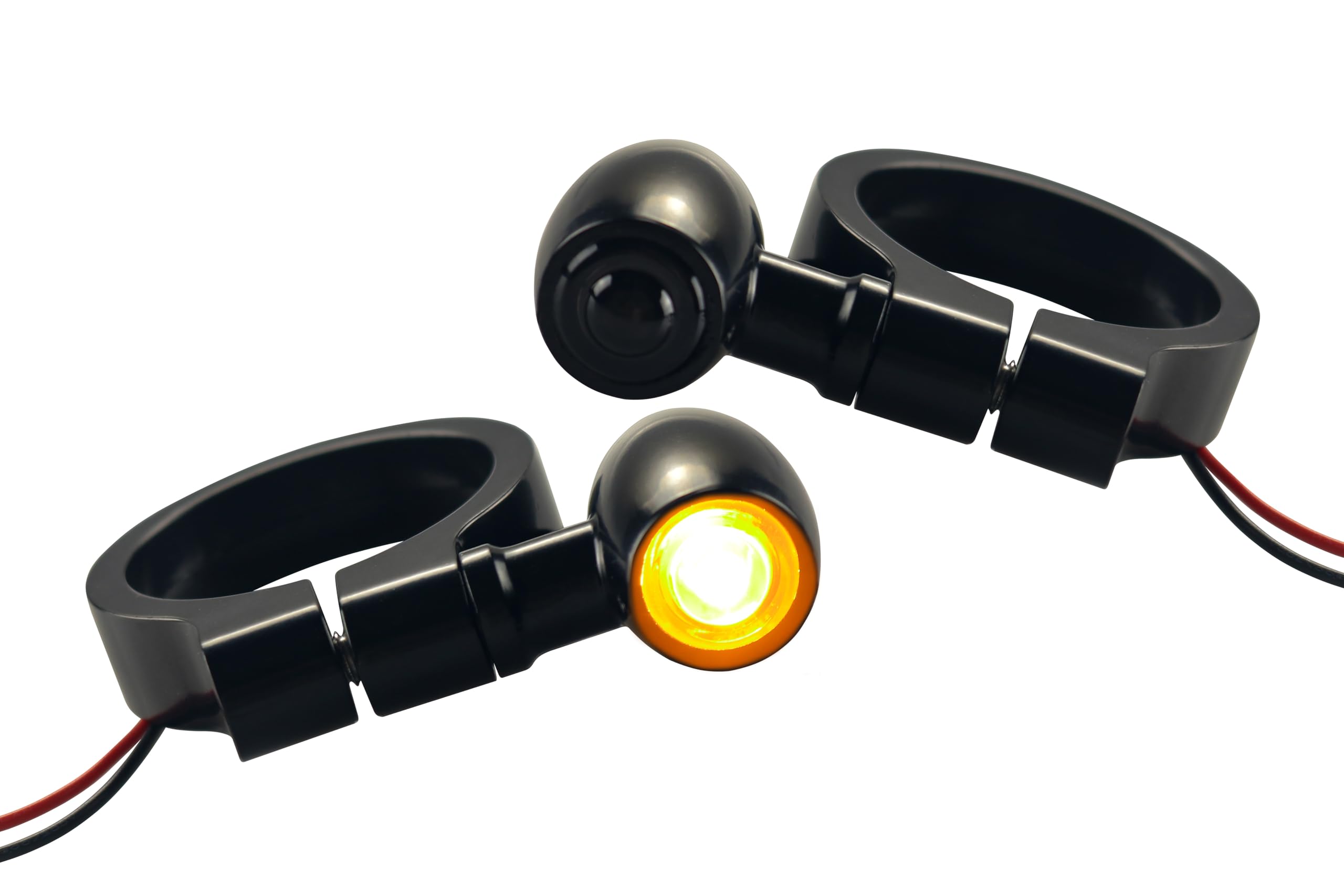 Photo 1 of LIUJJYH Universal Motorcycle Front Fork Turn Signals LED Lights 41mm Mounting Holes Indicators Compatible with Harley Dyna Road King Honda Kawasaki Yamaha Suzuki