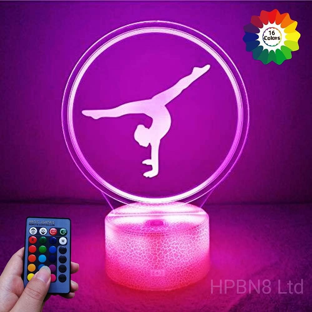 Creative Artistic Gymnastics 3D Night Light USB Powered Touch Switch Remote Control LED Decor Optical Illusion 3D Lamp 7/16 Colors Changing Xmas Brithday Children Kids Toy Christmas Gift