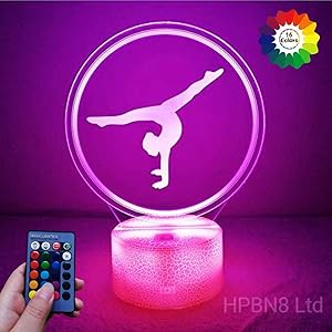 Creative Artistic Gymnastics 3D Night Light USB Powered Touch Switch Remote Control LED Decor Optical Illusion 3D Lamp 7/16 Colors Changing Xmas Brithday Children Kids Toy Christmas Gift