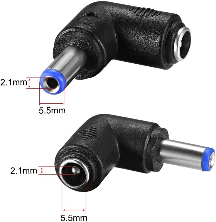 sourcing map 5Pcs DC Power Connector Adapter 90 Degree Angle 5.5mmx2.1mm Male Plug to Female Jack Coupler Converter for Laptop CCTV Camera Strip Lighting - Image 3