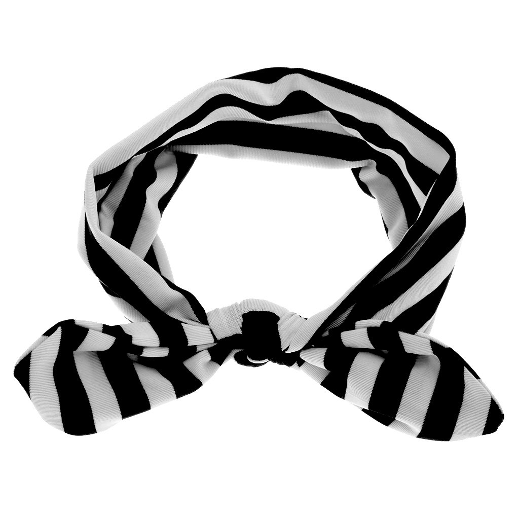 generic kid's cute bow stripe headband (black, 14.17x1.97-inch, in0256018256)
