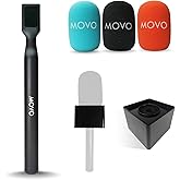 Movo WMX-HM Wireless Microphone Handle for Interviews – Handheld Adapter for DJI Mic, RODE Wireless GO, & More – Includes Mic Flag – for Creators, Journalists & Youtubers