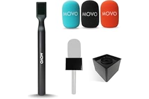 Movo WMX-HM Wireless Interview Microphone Adapter w/Mic Flag - Compatible with DJI Mic, Rode Wireless GO, Hollyland Lark, and More - Great for Interviews, Reporters, and Content Creation