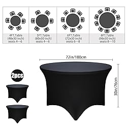 2 Pack Black 72-Inch Diameter x 30-Inch High Round