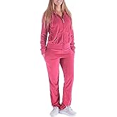 Womens Velour Tracksuit Set Knitted Two Piece Outfits Fashion Zip Up Hoody Sweatshirt and Sweatpants Sweat Suits Sets