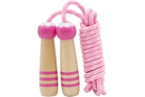 ACEONE Jump Rope Kids, 7ft Adjustable Cotton Skipping Rope with Wooden Handle for Boys and Girls Fitness Outdoor Exercise