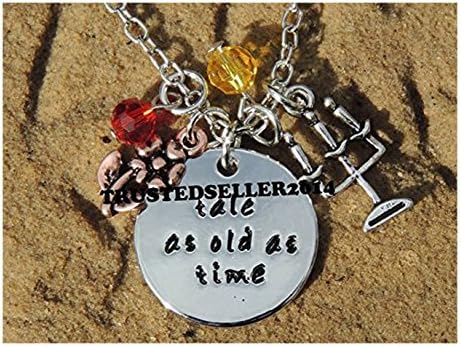 Tale As Old As Time Inspired Beauty and the Beast Pendant Necklace w/ Charms