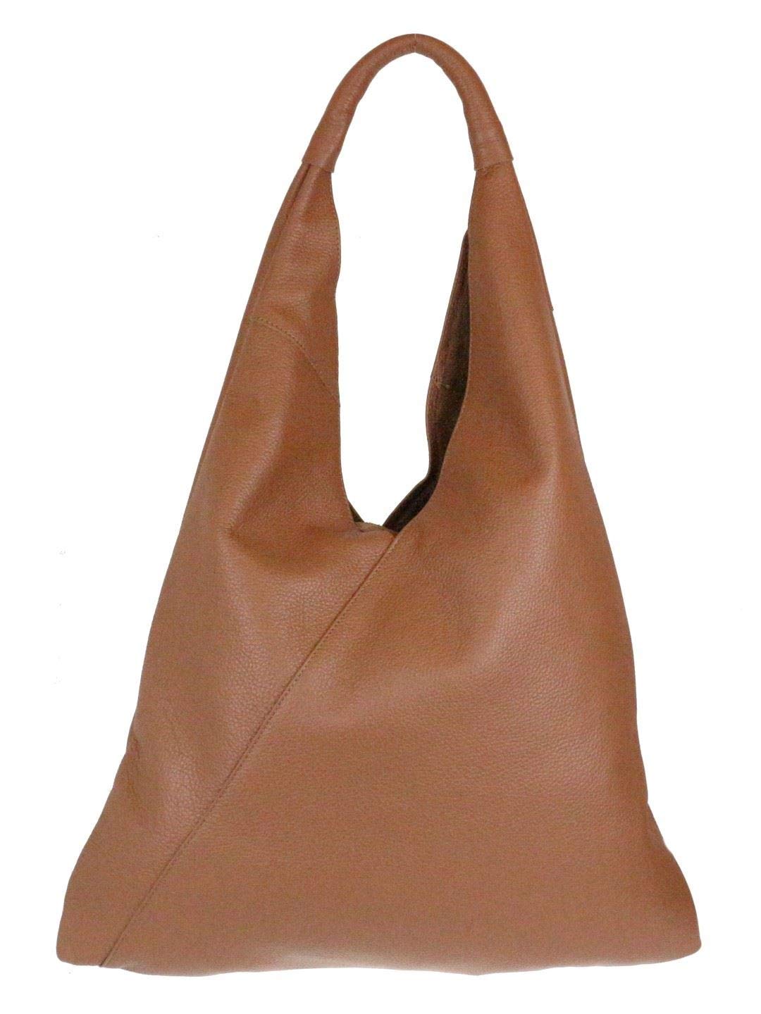 Girly Handbags Womens V Shape Genuine Top Handle Bag - Light Tan