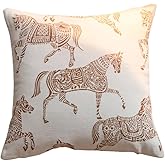 Croker Horse 20x20 inches Throw Pillow Cushion Covers - Orange Horse Chenille Jacquard Embroidery Couch Sofa Pillow Covers for Living Room Bedroom